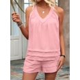thumbnail image 6 of Women'S 2 Piece Vacation Outfits Sleeveless Tank Top and Matching Shorts Sets Pink M, 6 of 8