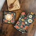 thumbnail image 5 of Pioneer Flower Kitchen Oven Mitt and Pot Holder Sets 2 Pcs for Baking, Cooking and Grilling, Heat Resistant Up To 392 °F, 5 of 7