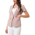 thumbnail image 4 of INSPIRE CHIC Women's Blazer Notch Lapel Collar Short Sleeves One Button Wear-to-Work Suit Jackets XS Pink, 4 of 6