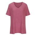 thumbnail image 4 of Mittory Women Plus Size Short Sleeve Knit Sweater V Neck Split Hem Blouses Casual Loose Pullover Tunic, 4 of 6