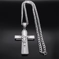 thumbnail image 4 of Jesus Cross Necklace Women 14K White Gold Chain for Men Silver Color Crucifix Religious Necklaces Jewelry Cruz collar, 4 of 5