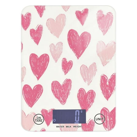 

Kitchen Electronic Scale Food Scale 7.68x5.71 inch Multifunctional Digital Kitchen Scale Tempered Glass Decorative Baking Cooking Meal Preparation Pink Heart Cartoon4