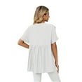 thumbnail image 3 of Thin V-neck Leisure Pullover Solid Color Loose Shirt Women's Blouse, 3 of 9