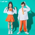 thumbnail image 2 of Pre-Owned Children Streetwear Hip Hop Girls Shirt Tie Solid Skirts School Uniform Boys Jazz Street Dance Pants Kids Costumes Clothes Sets, 2 of 6