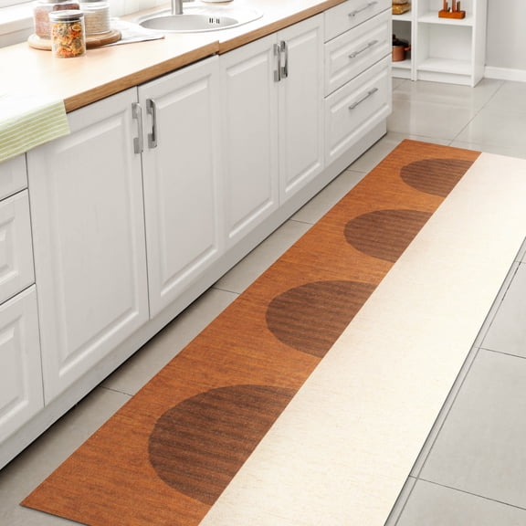 JONATHAN Y WASHABLE 2 x 8 Runner Rug, Demie Minimalist Graphic Circle - Brown/Cream/Terracotta, WSH114A-28