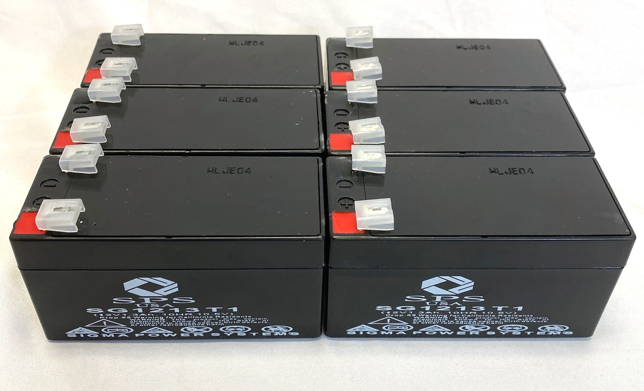 SPS Brand 12V 1.3Ah Replacement Battery for Powertron PT1.212 (6 Pack