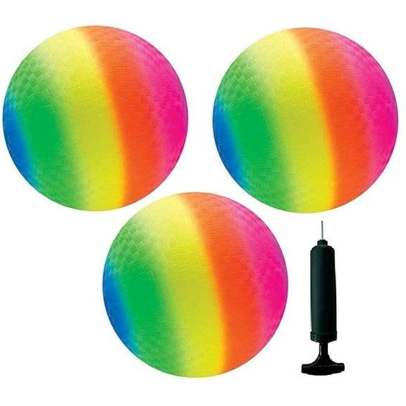 8.5 Inch Playground Balls 3 Pack, Rainbow balls Bouncy balls Dodge ball kick ball
