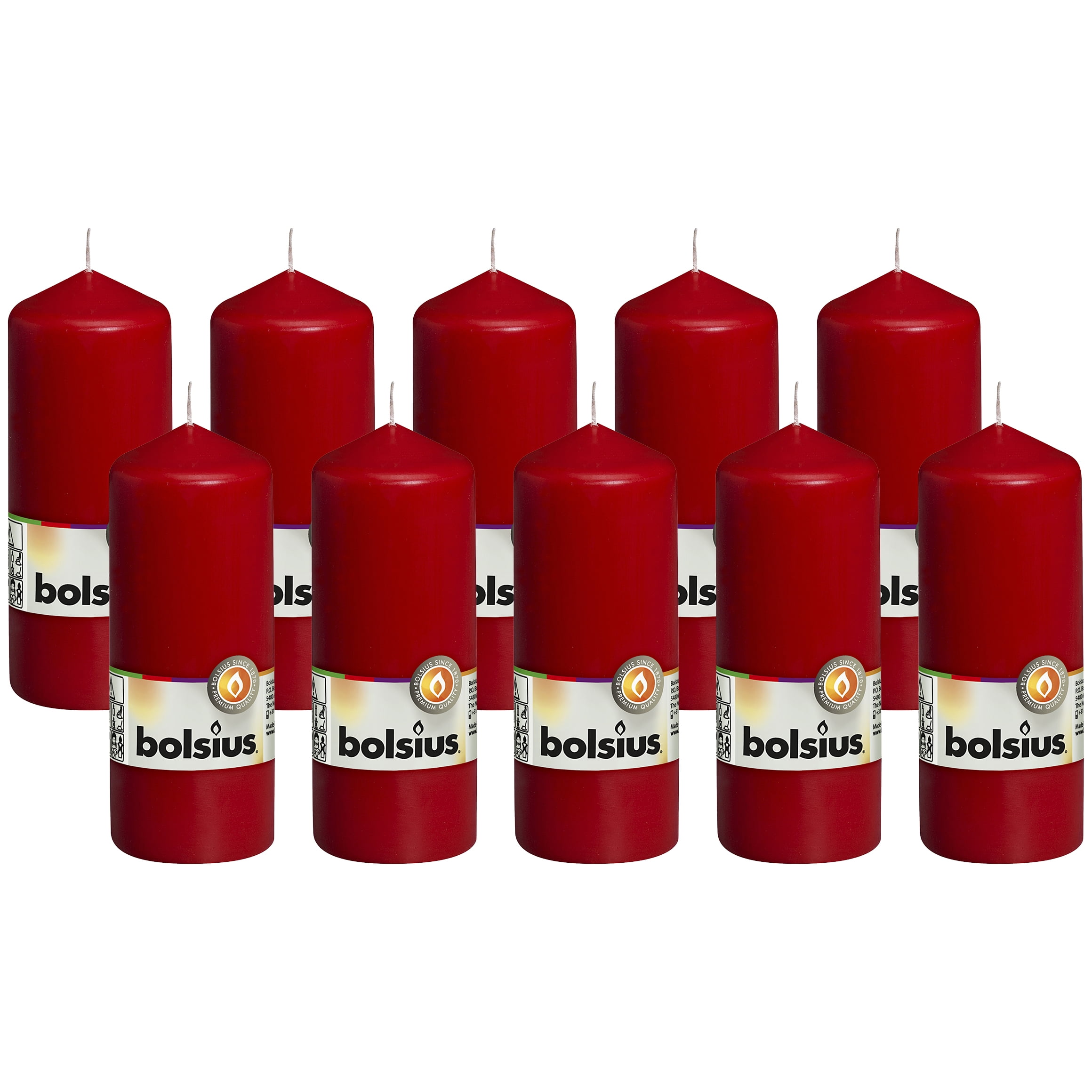 Bolsius 10 Red Pillar Candles 2.25" X 6" Gift Candles Christmas decorations candles