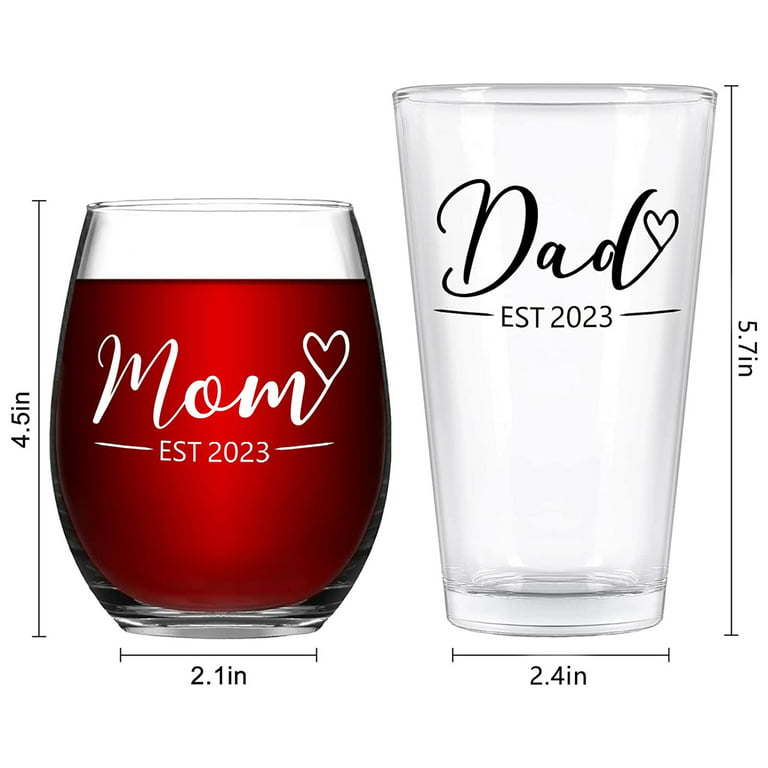 New Parents Wine Tumbler Set Mom Dad Est 2021 Tumbler Set. Baby