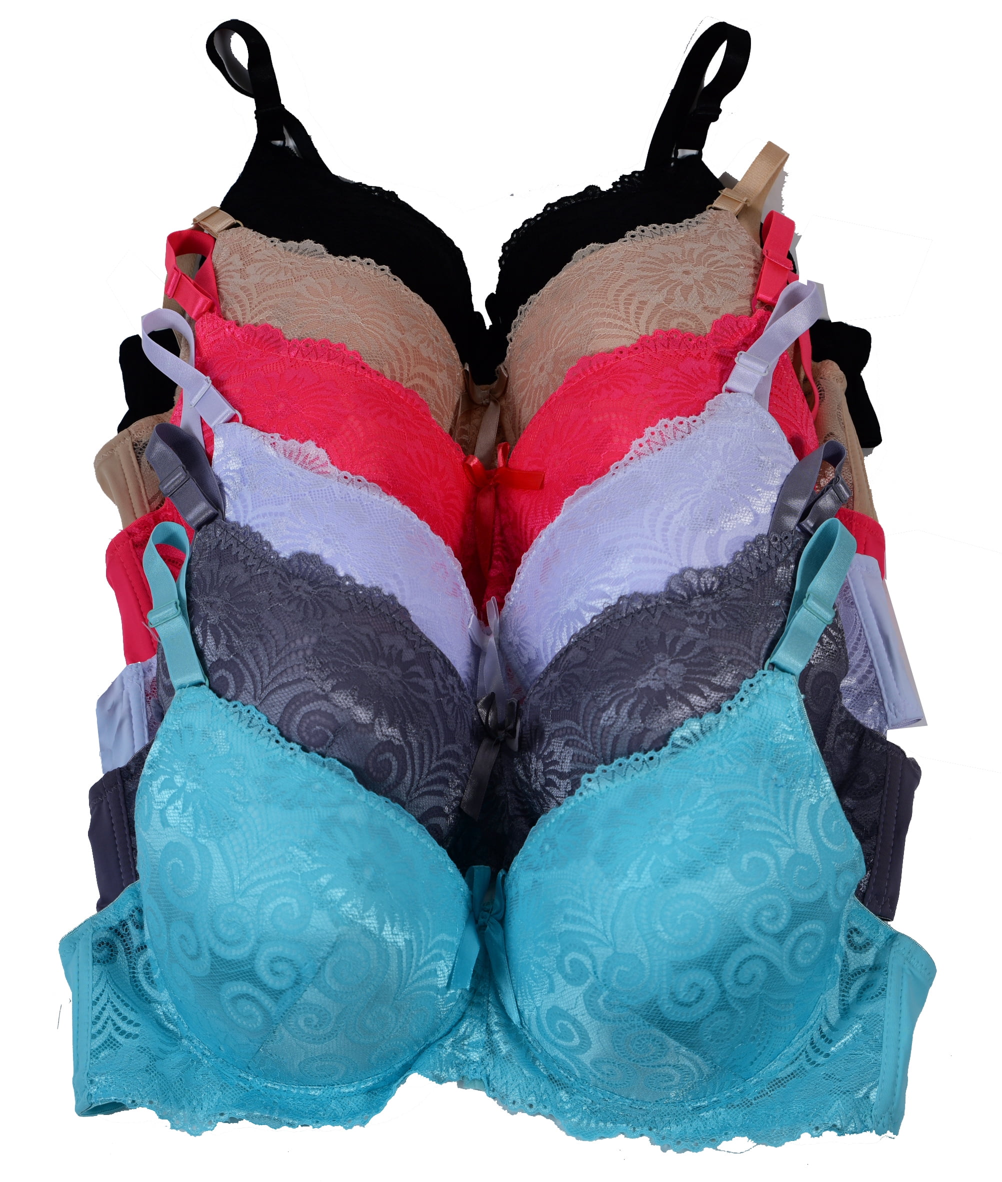 Women Bras 6 pack of Bra with all lace D DD cup, Size 40D (6304)