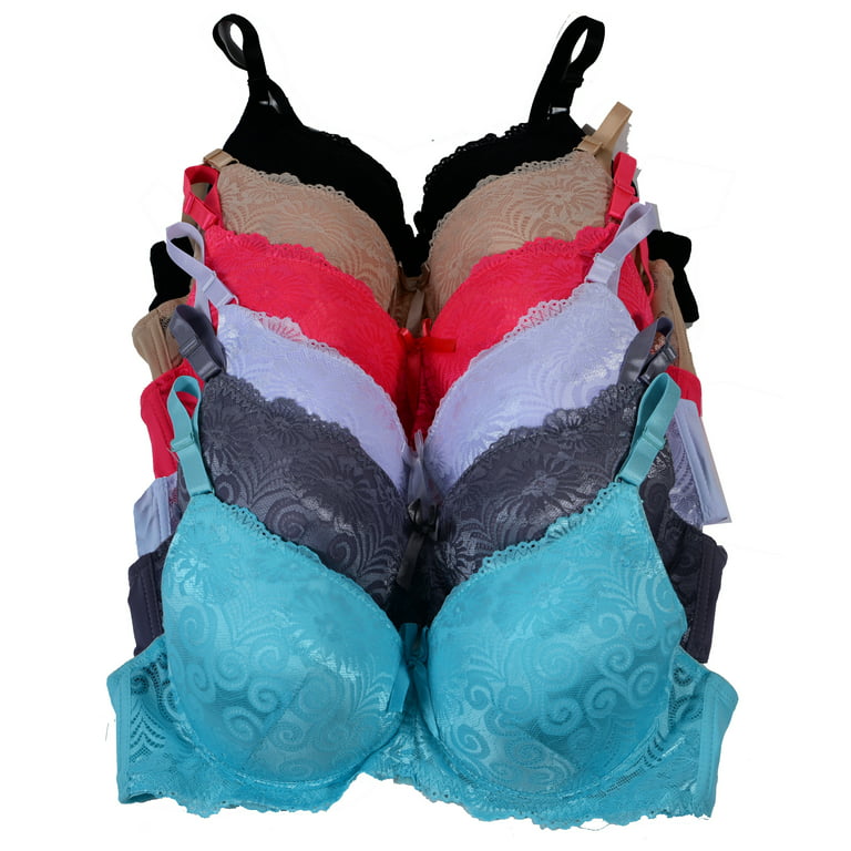 Women Bras 6 pack of Bra with all lace D DD cup, Size 36DD (S6304) 