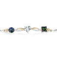 thumbnail image 2 of 925 Silver and 10K Yellow Gold Blue Mystic Topaz Sky Blue Aquamarine Green Mystic Topaz and Lab Grown Diamond Tennis Bracelet for Women By Keren Hanan (2.03 cttw, Adjustable up To 9 inch), 2 of 4