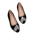 thumbnail image 6 of Abomasnow Womens Flock Peep Toe Rhinestone Decor Slip‑On Dress Flat Shoes Work Office Casual Wedding Party Shoes, 6 of 9