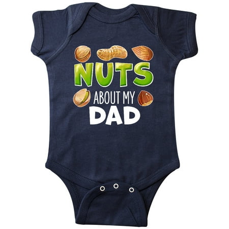 

Inktastic Nuts About My Dad Peanut Almond Pistachio Gift Baby Boy or Baby Girl Bodysuit