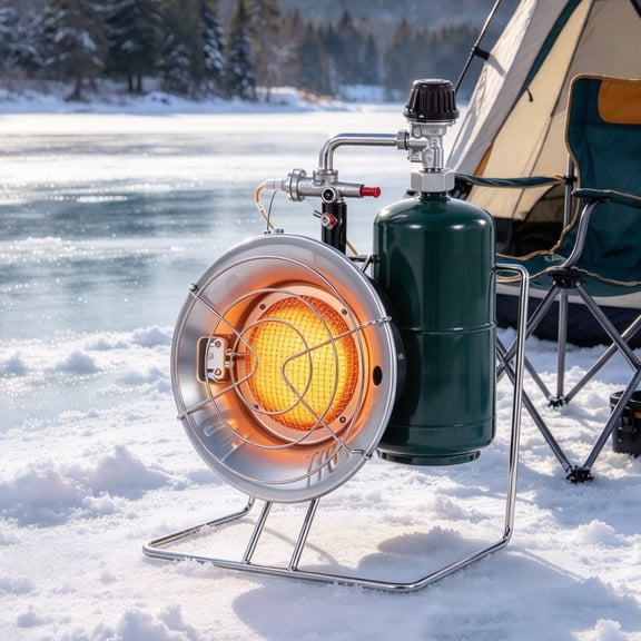 Garvee 15000 BTU Portable Propane Heater with Stand, Outdoor Gas Heater W/Adjustable Control Knob & Safety Shut-off Valve for Ice Fishing Tents, Camping, Silver
