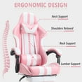 thumbnail image 4 of SOONTRANS Pink Gaming Chair,  Reclining Office Chair with Footrest & Massage Lumbar, Ergonomic Swivel Gamer Game Chair with Adjustable Headrest, 4 of 10
