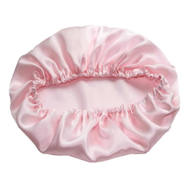 Paquete de 2 gorros de dormir de seda de morera para proteger el cabello y retener la humedad, gorro rosa para mujer.