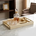 thumbnail image 4 of Contemporary Home Living Fish Scale Pattern Rectangular Serving Tray - 15.75" - Beige and Gold, 4 of 9
