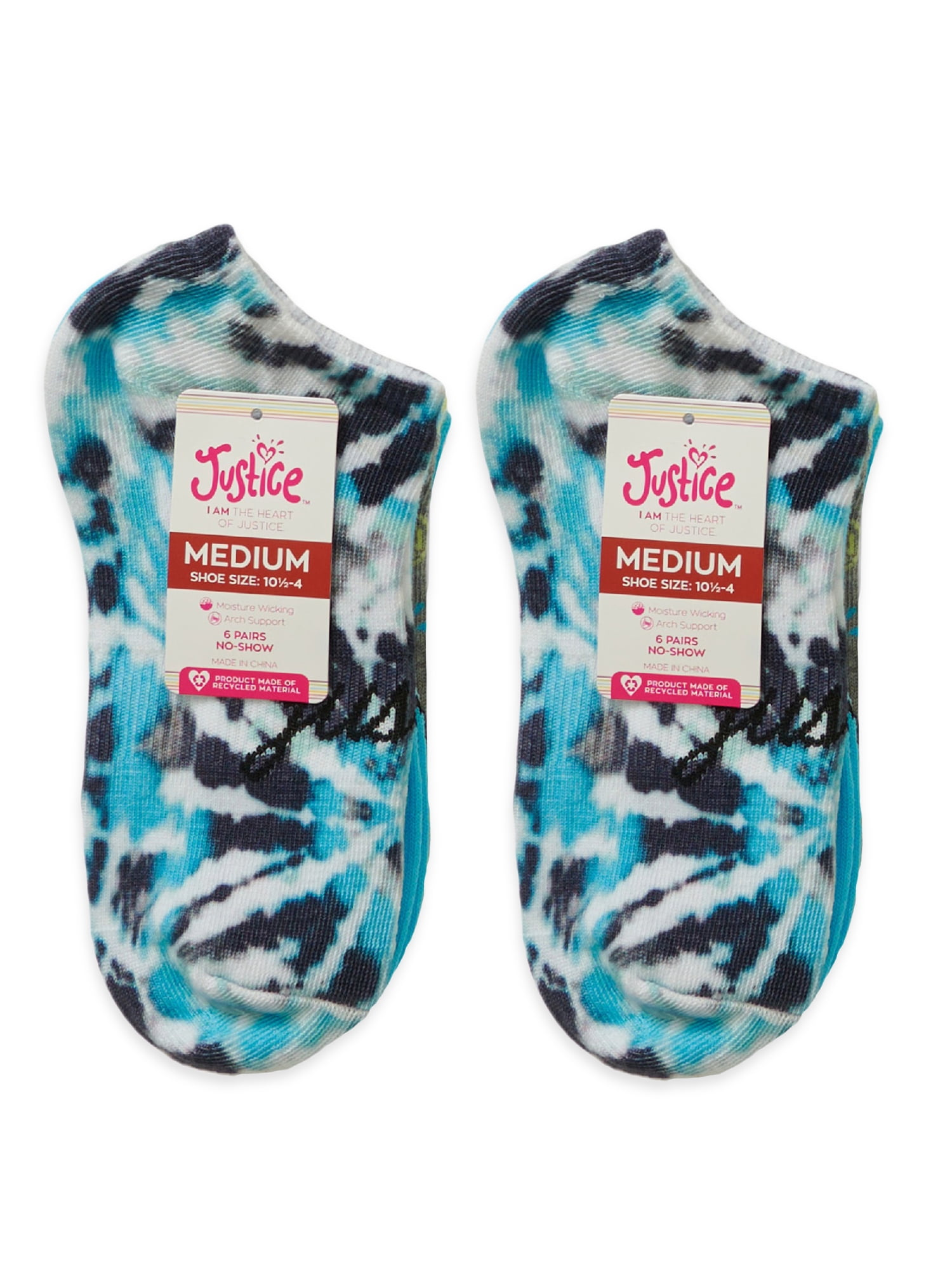 Justice Girls No Show Socks, 12-Pack, Sizes M-L