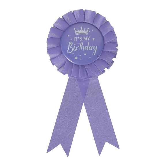 Uxcell 6" x 3" Birthday Ribbon, It's My Birthday Pin Badge Brooch for Party Decoration, Purple