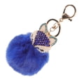 thumbnail image 3 of BRIGHTFUFU Llavero de bola esponjosa con incrustaciones de perlas y diamantes de imitación para bolso, celular o coche (azul), 3 of 8