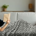 thumbnail image 3 of Art Deco Soft Flannel Fleece Blanket, Continuous Simplistic Pattern with Round in Irregular Sizes Retro Graphic, Cozy Plush for Indoor and Outdoor Use, 50" x 70", Charcoal Grey White, by Ambesonne, 3 of 5