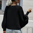 thumbnail image 5 of UJNDER Casual Round Neck Knitted Sweater for Women Long Batwing Sleeve Solid Color Soft Loose Ribbed Pullover Black XL, 5 of 9