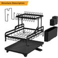 thumbnail image 5 of 2 Tier Metal Dish Drying Rack Without Installation Sturdy Dish Racks for Kitchen Counter with Drain Board Multifunctional Storage and Drainage Apartment Essentials Medium Size, 5 of 15