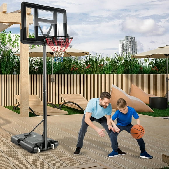 Costway 4.25-10FT Portable Adjustable Basketball Hoop System with 44" Backboard 2 Nets