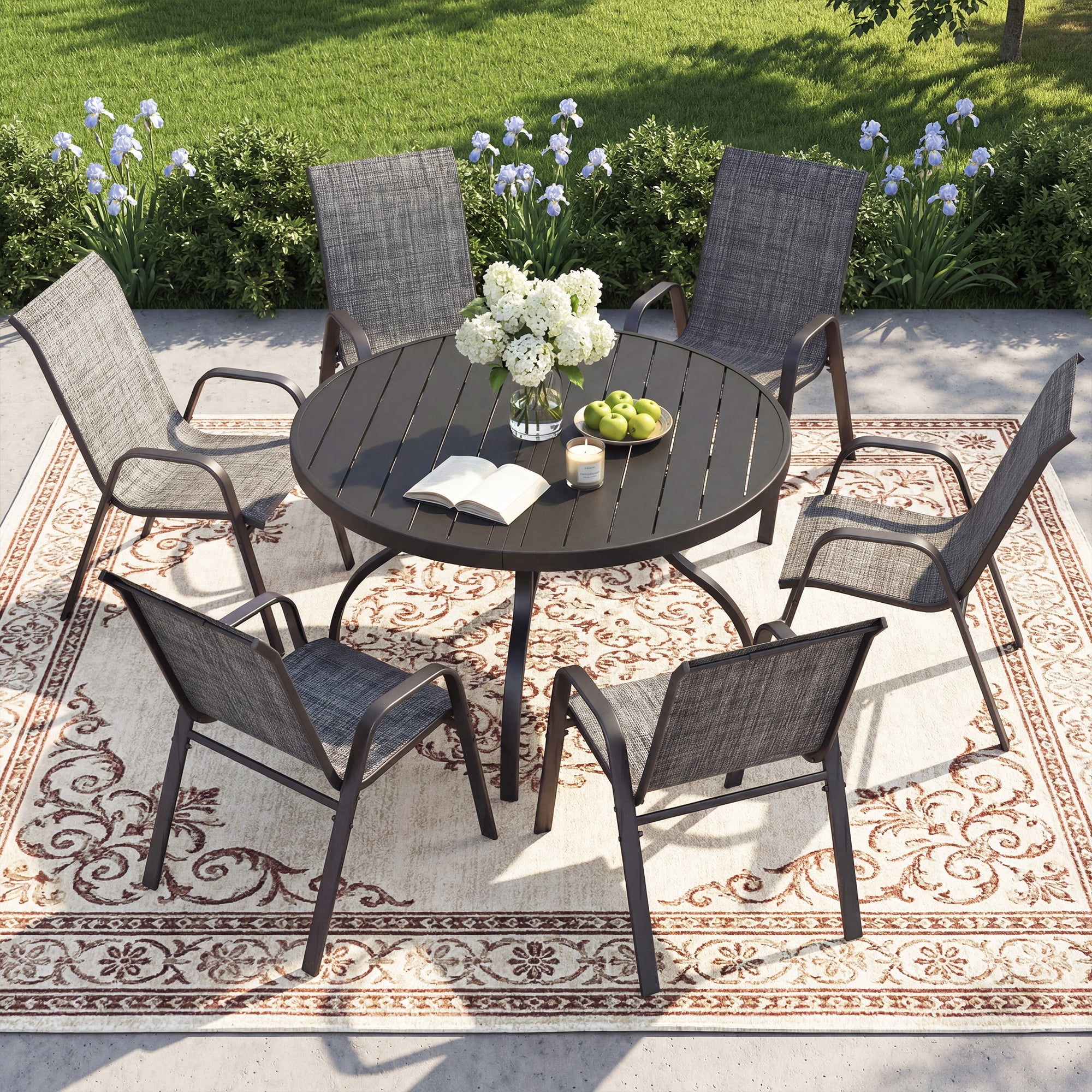 Oudoor Indoor Dinning Round Table Black