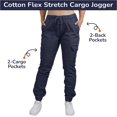 thumbnail image 3 of Women's Cotton Flex Stretch Cargo Jogger Pants (Sizes, S-2XL), 3 of 5