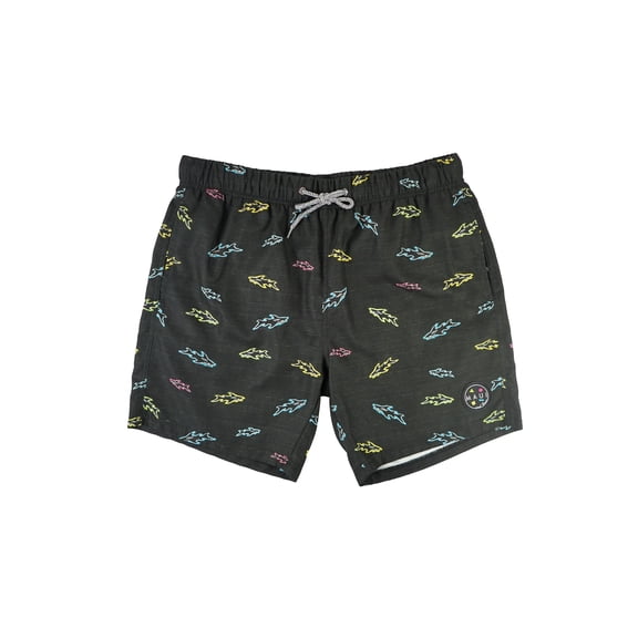 Maui and Sons Mens Boardshorts Ten Thousand Black Shark Print Swim Trunks
