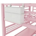 thumbnail image 6 of Mirightone Full Size Loft Bed with Stairs and L-Shaped Desk, Metal Gaming Loft Bed with LED Lights, Charging Station, Pink Loft Bed Frame Full with Storage Shelves, Wardrobe for Teens, Adults, Pink, 6 of 9