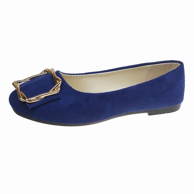 RXMEKW Ballerines Décontractées avec Boucle en Métal pour Femmes Tissu Doux Bout Rond à Enfiler Multicolore