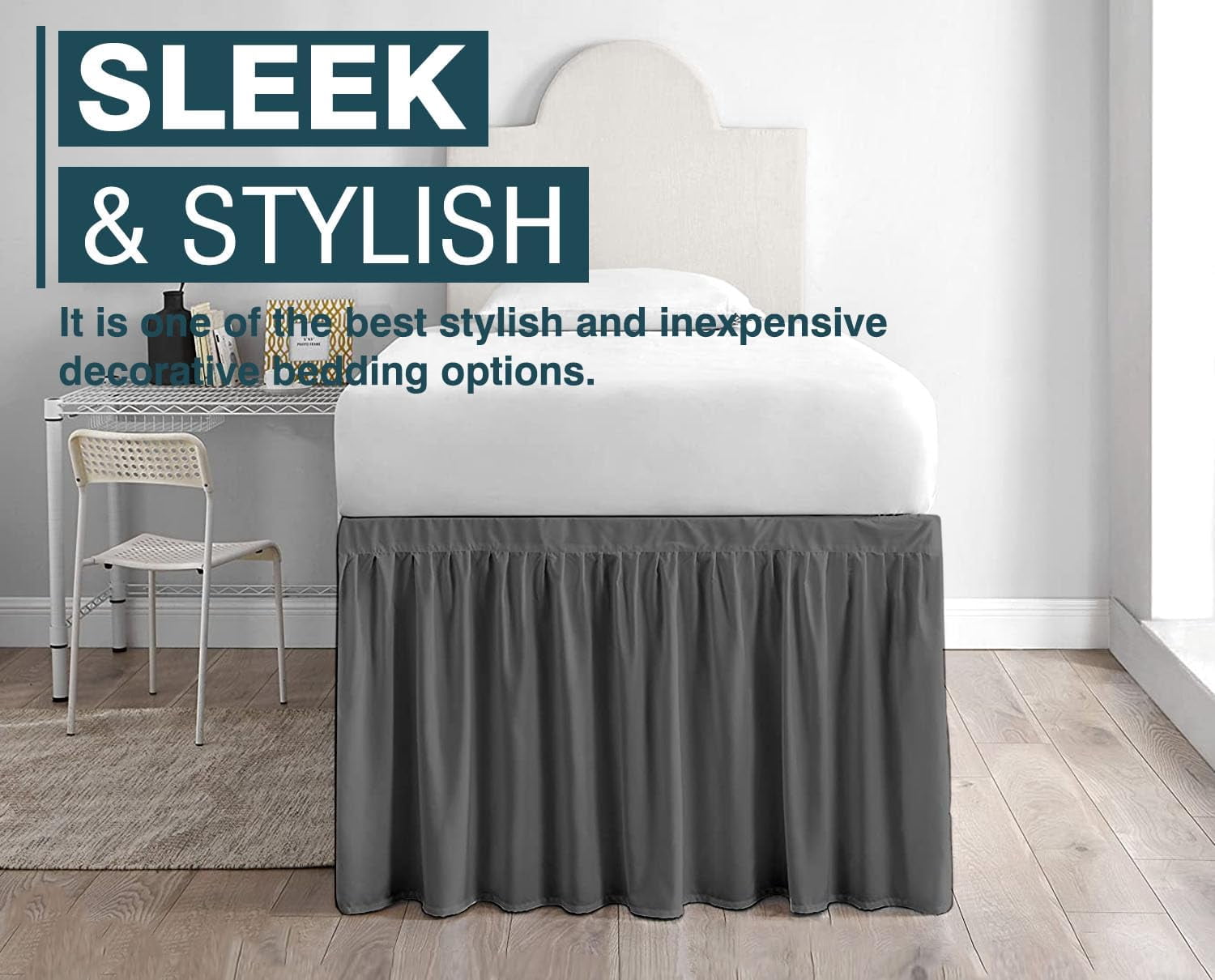 Dorm Room Bed Skirt - College Dorm Bed Skirt - Twin XL, Extra Long - 40 Inch Drop - 100% Microfiber - White