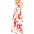 thumbnail image 4 of Sakkas Iyabo Women's Sleeveless Casual Summer Floral Print Dress Maxi Long Stretch - W-Pink - One Size, 4 of 5