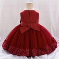 thumbnail image 4 of Toddler Girls Formal Dress Tulle Sequin Lace Puffy Princess Skirt Catwalk Gown Red 9 M-12 M, 4 of 4