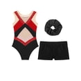 thumbnail image 4 of Aislor Kids Girls Sleeveless Gymnastics Leotards with Athletic Shorts and Hair Band Ballet Dance Outfits Red 6, 4 of 7