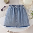 thumbnail image 5 of Shadoumai Denim Flared Skort for Toddler Girls Playful Pleated Mini Jean Skirt with Built-In Shorts, 5 of 7