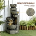 thumbnail image 4 of 4 Tier Stone Bowl Outdoor Fountain with Adjustable Waterfall Flow and LED Lights for Patio Zen Garden Gray, 4 of 7