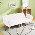 thumbnail image 5 of Leumius 72 Inch Futon Sofa Bed,Velvet Futon Couch with Adjustable Backrest and Cupholders,Suitable for Apartment,Living Room,Small Space,Beige, 5 of 8