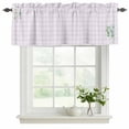 thumbnail image 2 of Eucalyptus Leaves Valances for Windows, Decorative Rod Pocket Window Valance Curtains, Pink Plaid Summer Botanical Short Curtain Drapes for Kitchen/Bathroom/Living Room, 2 Panels, 42" W x 18" L, 2 of 8