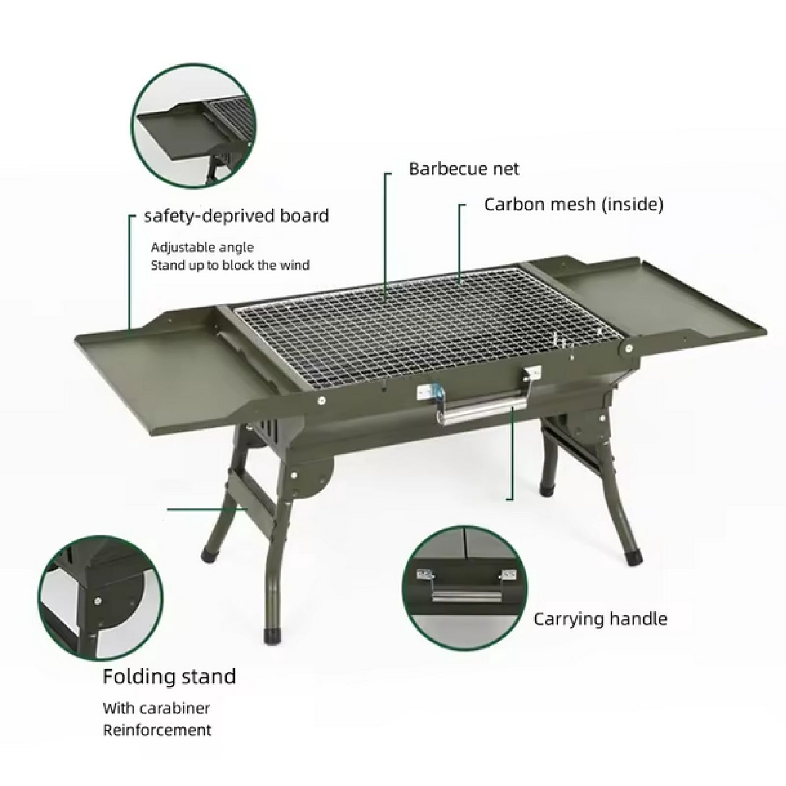 JOVELL Portable Charcoal Grill, Heavy Duty Stainless Steel Foldable BBQ Grill, Collapsible Camping Grill for Outdoor, Tailgate, Picnic