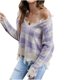 thumbnail image 2 of ICHUANYI Clearance Women's New V-Neck Checkered Print Pullover Loose Short Sweater Tassel Knit 2023 ICHUANYI "ICHUANYI", 2 of 5