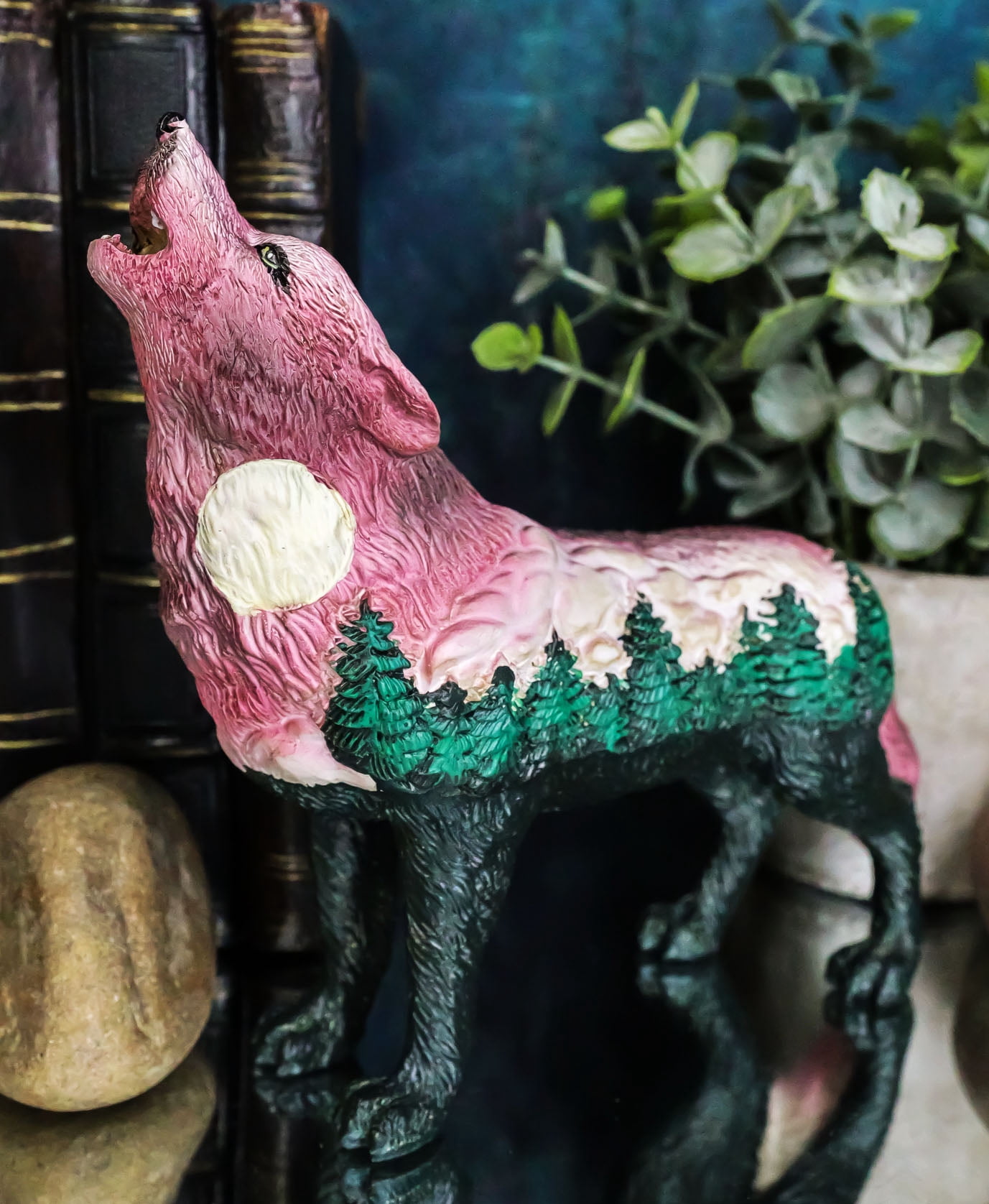 9.75" Howling Wolf With Cub Statue - Polyresin Animal Figure Collectible Display - View #4
