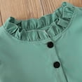 thumbnail image 6 of SERTG Girls' Fall Winter Solid Dress Round Neck and Bow Elastic Waist Round Neck Long Sleeve Comfortable Fitted Outfit for Kids 2-7 Years(Green,4-5 Years), 6 of 9