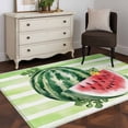 thumbnail image 3 of Summer Watermelon Area Rugs 4x6 ft Green Stripes Watercolor Fruit Washable Rug Non Slip Indoor Carpet Absorbent Floor Mat for Living Room Bedroom Dining Room, 3 of 9