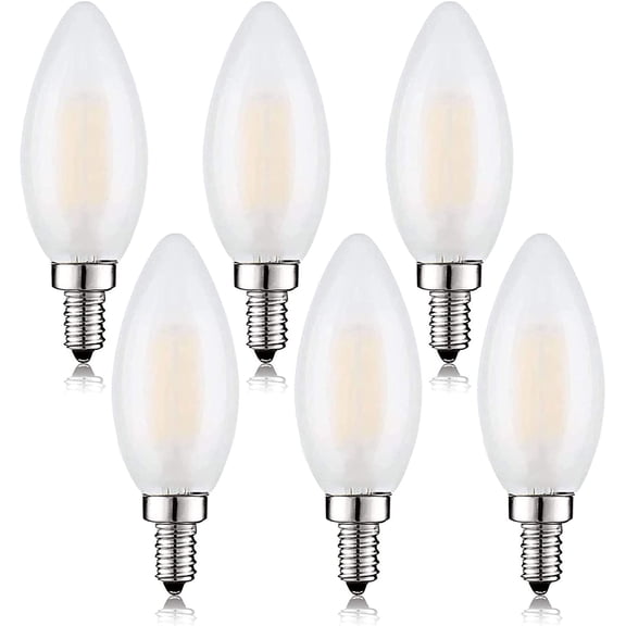 E12 LED Bulb 25W Equivalent Frosted Candelabra Light Bulbs Sofe White 3000K 2W Dimmable Chandelier Light Bulbs Decoration B11 Candle LED Bulbs,6 Pack