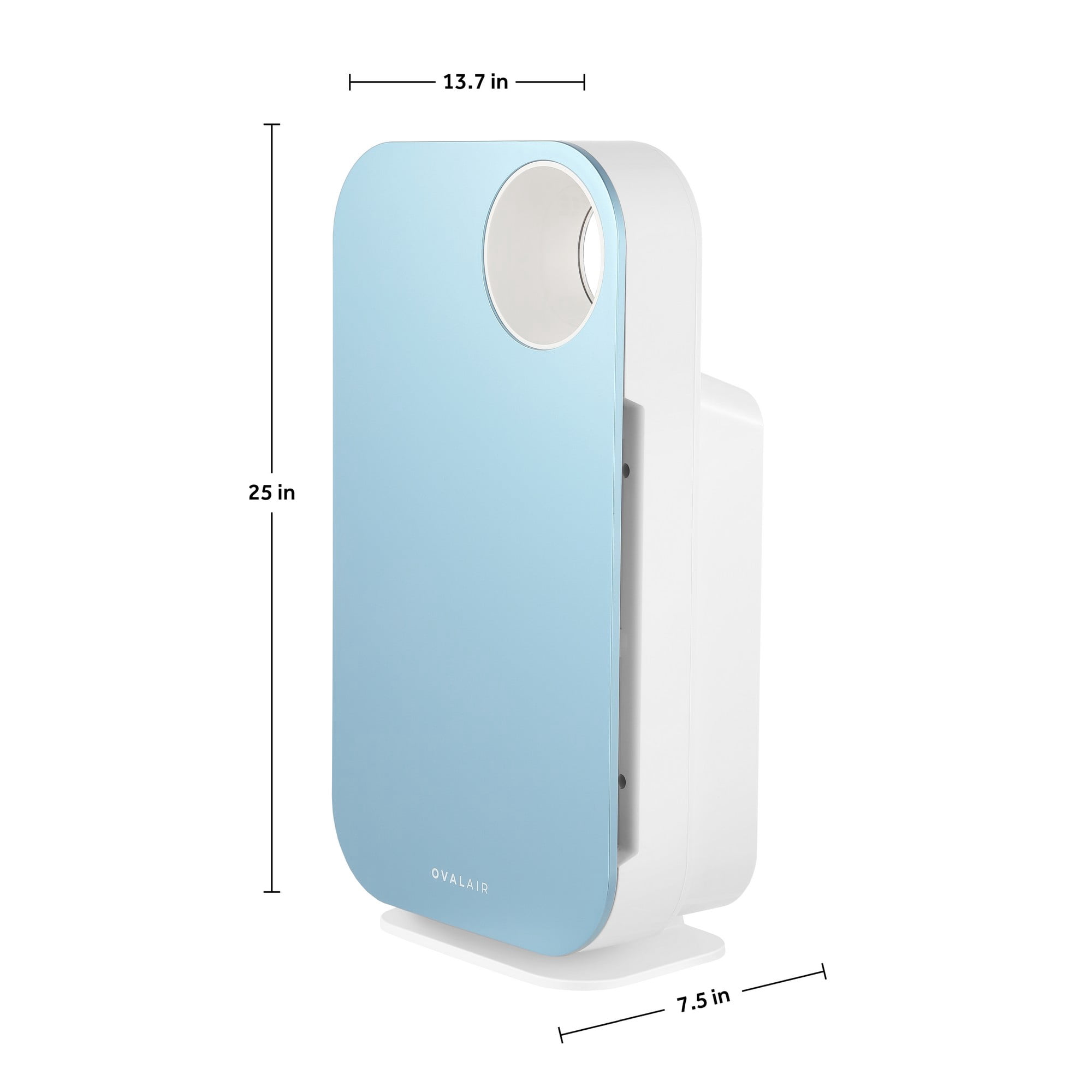 OVAL AIR 3-Stage H13 True HEPA 5-in-1 Air Purifier for Rooms up to 600 sq. ft. reduces Allergies, Asthma, Pets, Odor, Smoke, Crescent Beach Blue, AIR1000F
