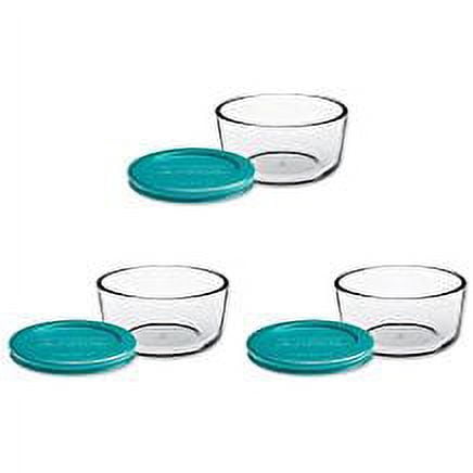Anchor Hocking Glass 1 Quart Clear Round Storage Bowl with Teal Lid